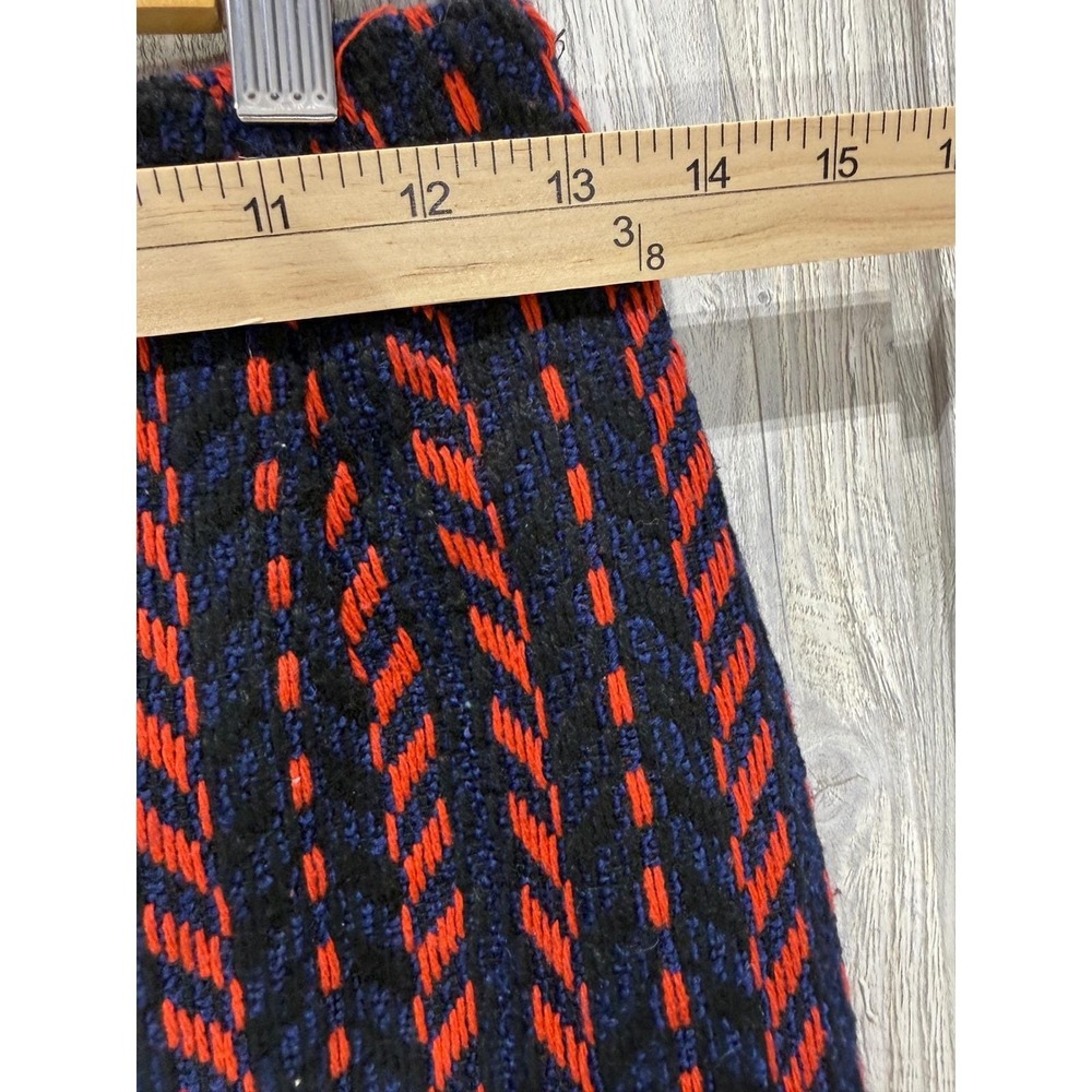 Gracia Textured Knit Mini Skirt Orange Navy Blue Chevron Pencil Skirt Lined - Picture 8 of 14